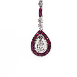 French rubies 2.90 carat diamond dangling platinum earrings