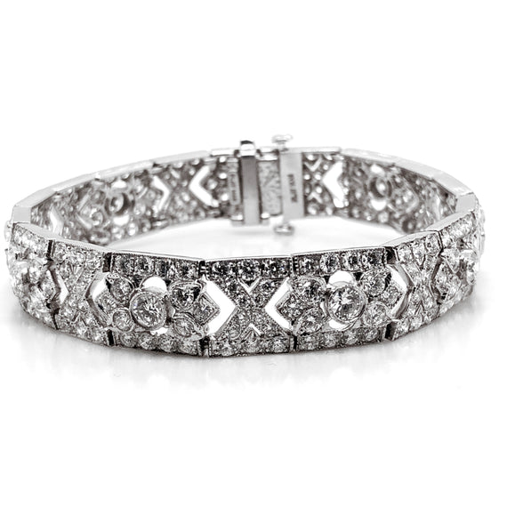 Retro round natural diamonds 10.17 carat platinum bracelet