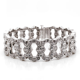 Art deco round natural diamonds 12.38 carat platinum bracelet