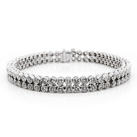 Round natural diamonds 8.59 carat dual row tennis platinum bracelet