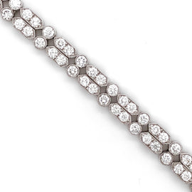 Slim tennis dual row round diamonds 6.73 carat platinum bracelet