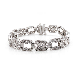 Retro round diamonds 6.38 carat platinum bracelet