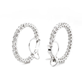 Classic hoop round diamonds 8.12 carat platinum earrings