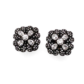 Pear and Round Cut Diamonds 4.98 Carat Smoke Black Square Platinum Earrings