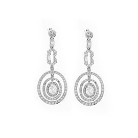 GIA Certified Oval Cut Diamonds 2.02 Carat Dangling Platinum Earrings