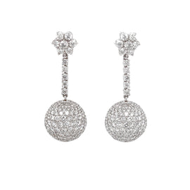 Disco Ball Round Diamonds 18.34 Carat Dangling Platinum Earrings