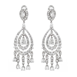 Pear Cut Diamonds 2.03 Carat Chandelier 18k Gold Earrings