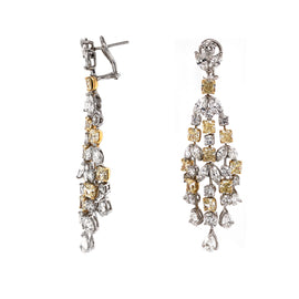 Radiant Yellow Diamonds 11.49 carat Chandelier 18k Gold Earrings