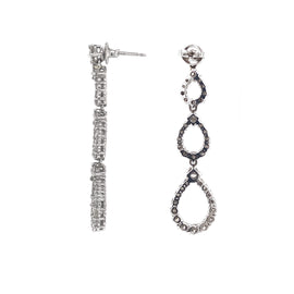 Pear Shapes Round Cut White Diamonds 4.53 Carat Dangling Platinum Earrings