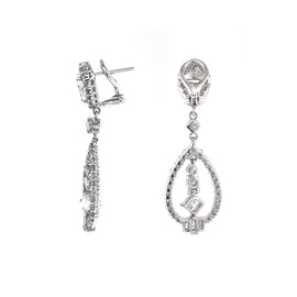 Pear Cut Center Diamond 1.20 Carat Drop Dangling Platinum Earrings
