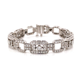 Art Deco Inspired Round Cut Diamonds 7.85 Carat Platinum Bracelet