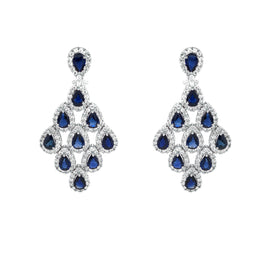 Ceylon Sapphire 10.44 Carat Diamond Chandelier 18 Karat Gold Earrings