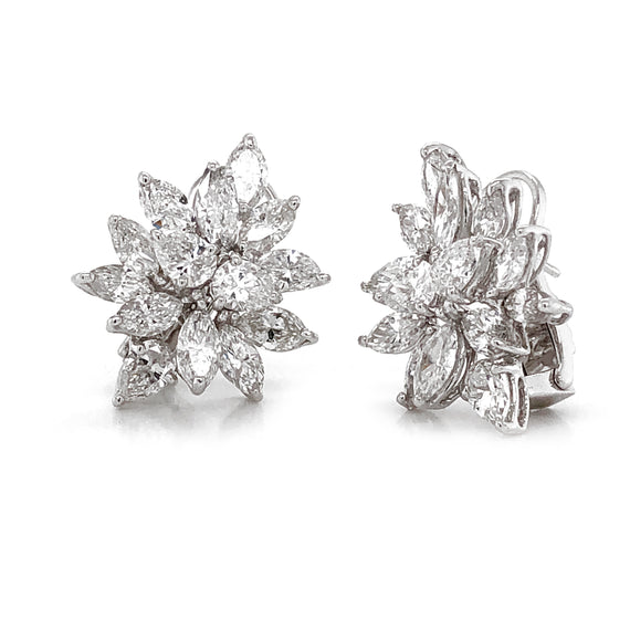 Pear Cut Cluster Diamonds 10.63 Carat Platinum Earrings – MaxJewelryInc