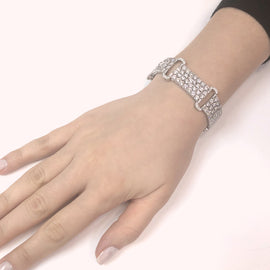 Retro Inspired Round Cut White Diamonds 10.21 Carat Platinum Link Bracelet