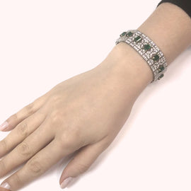 Art Deco Platinum Diamond Calibre Emerald Bracelet