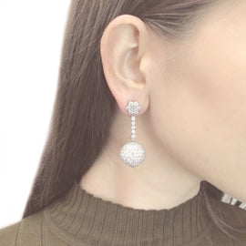 Disco Ball Round Diamonds 18.34 Carat Dangling Platinum Earrings