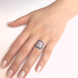 Diamond 1.26 carat sapphires and diamonds platinum cocktail ring