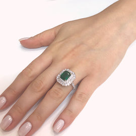 Zambian emerald 2.99 carat round diamonds 1.78 ct platinum cocktail ring