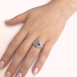 Ceylon Sapphire 1.22 Carat and Diamond 0.97 Carat Twin Combination Platinum Ring